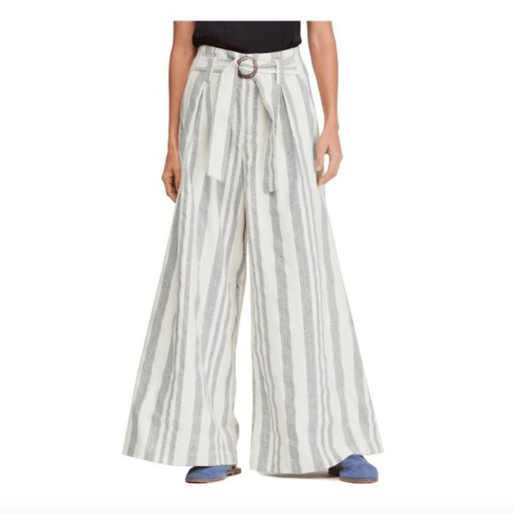Free People  Hi Tyed Wide Leg Striped Pants. - Picture 2 of 9